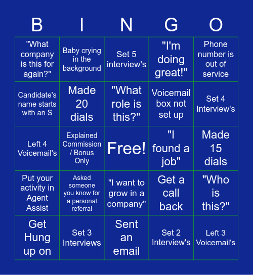 Monday's Matter Recruiting Bingo Card