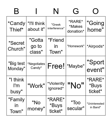 Music by Kota Cobo Table Bingo Card