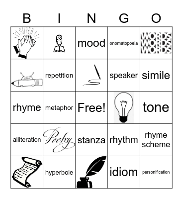 Poetry Bingo Card