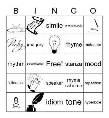 Poetry Bingo Card