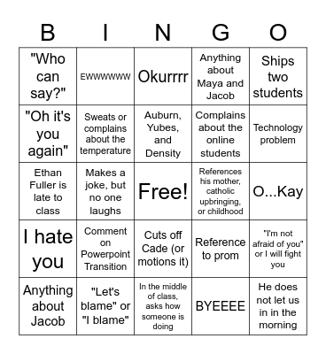 Gagnier BINGO Card