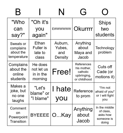 Gagnier BINGO Card