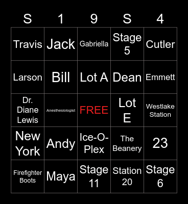 S19 V2 Bingo Card