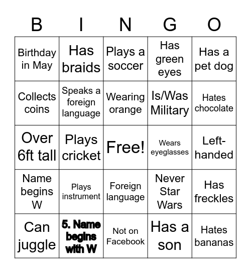 LVI People Bingo Card