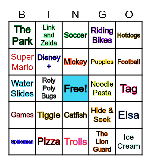 Bingo:  Zack and Kaylie's Favorite Things! Bingo Card