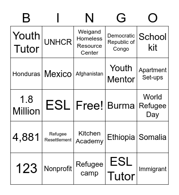 CCS Volunteer Bingo Card