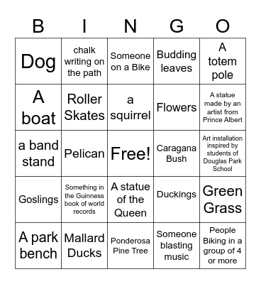 Wascana Park Bingo Card