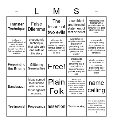 Propaganda Bingo Card