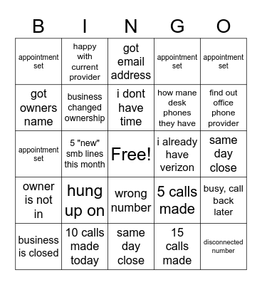 smb call day Bingo Card
