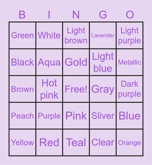 Color bingo Card