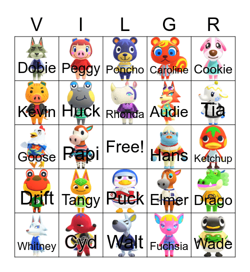 Villager Hunt Bingo Card