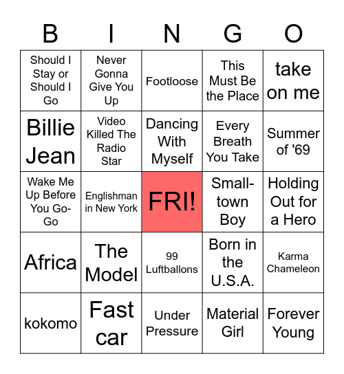 80-talls Musikkbingo m/ Malthe og Nico Bingo Card