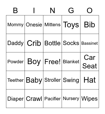 Baby Bingo Card