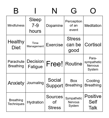 Mental BINGO Card