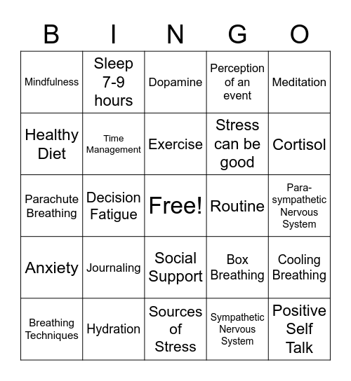 Mental BINGO Card