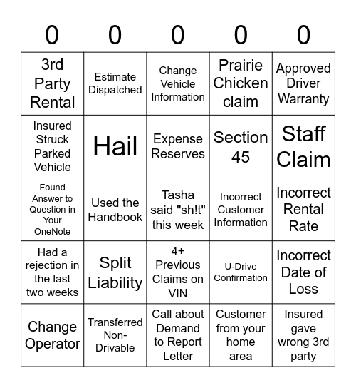 RB SK 0000 BINGO Card