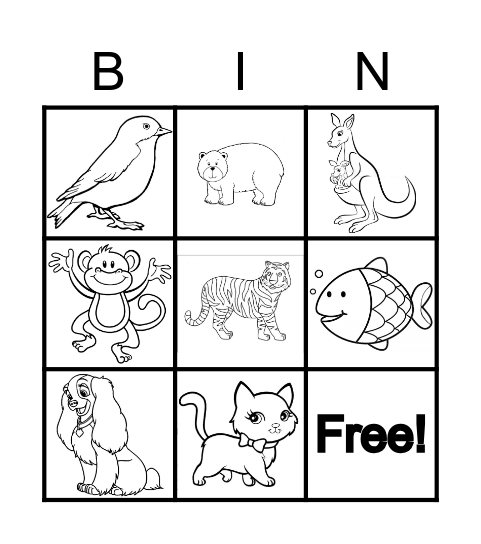 Animals Bingo Card