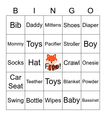 Baby Bingo Card