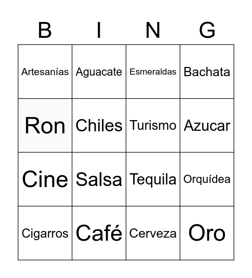 Bingo Latinoamericano Bingo Card