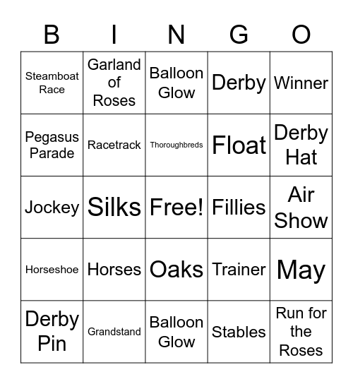 Kentucky Derby Festival Bingo Card