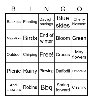 Spring Bingo Card