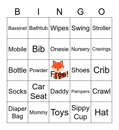 Baby Bingo Card