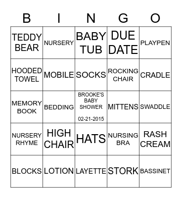 Baby Shower Bingo Card