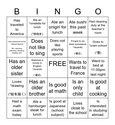 Find someone who... Bingo Card