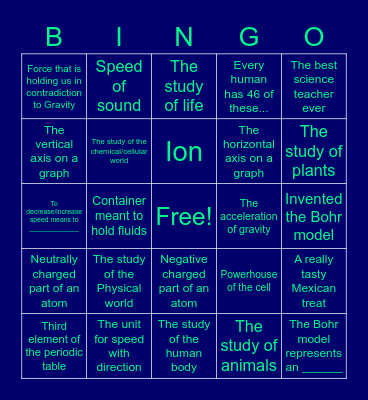 Science Bingo! Bingo Card