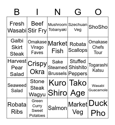 Virago BINGO! Bingo Card