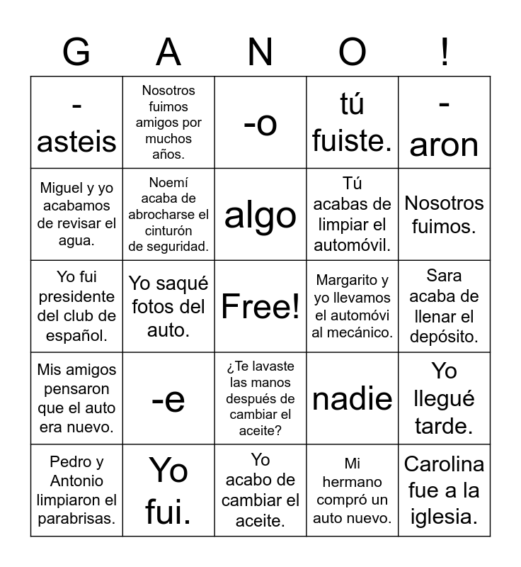 spanish-2-chapter-5-lesson-1-bingo-card