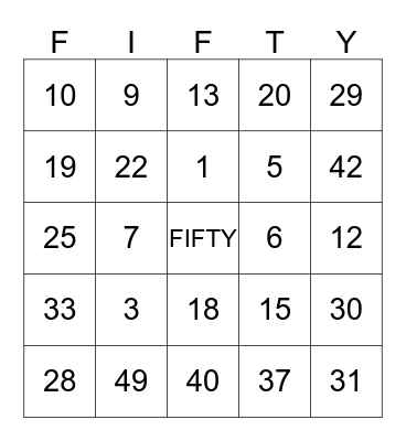 Celebrating 50 Years! Bingo Card