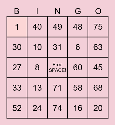 J & D ENTERTAINMENT Bingo Card