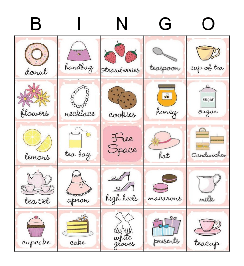 Lucile's Tea Party Bingo Card