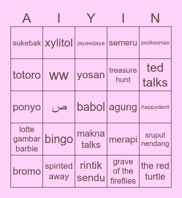 mau bingo sekali aja Bingo Card