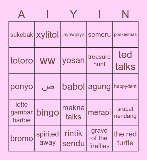 mau bingo sekali aja Bingo Card