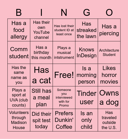 Promo Newbies Bingo Card