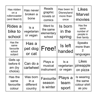 FIND SOMEONE WHO... Bingo Card