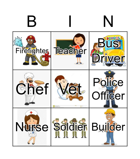 Community Helpers Bingo Card