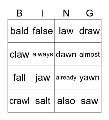 Book 18 Unit 6 Bingo Card