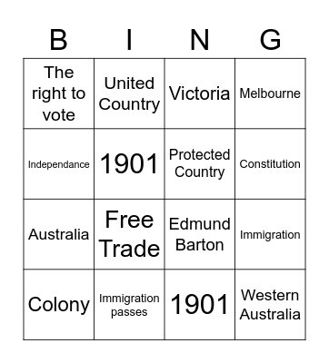 Federation Bingo Card