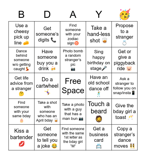 Birthday Bingo 🥳 Bingo Card