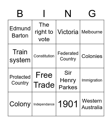 Federation Bingo Card