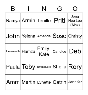 WHO AM I? Bingo Card
