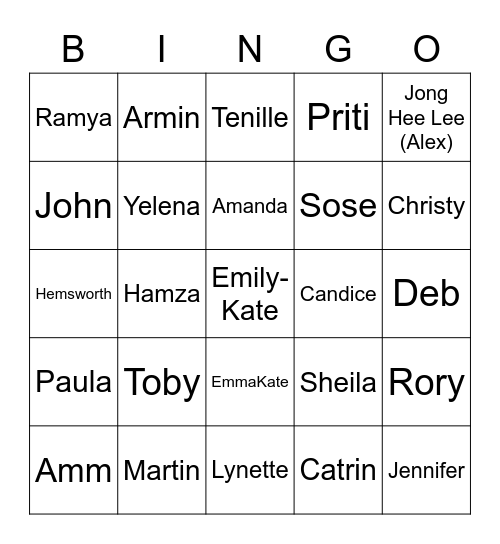 WHO AM I? Bingo Card