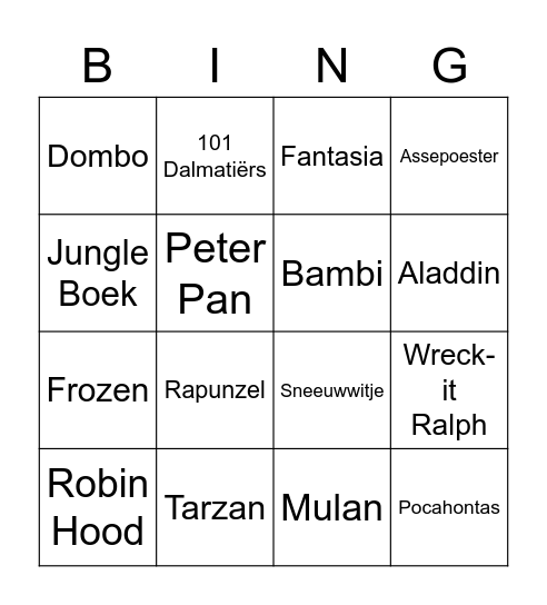 1. SKID - Disney waar! Bingo Card
