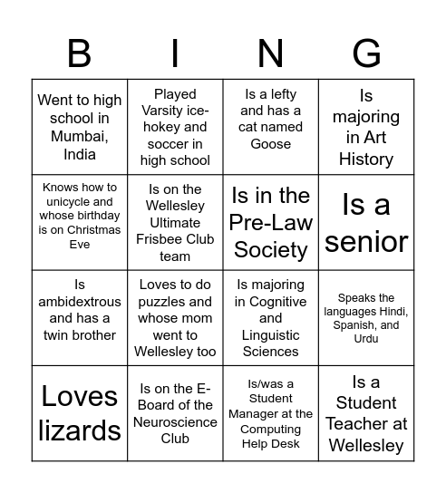 WGH E-Board Bingo Card