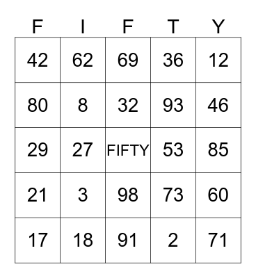 Celebrating 50 Years! Bingo Card