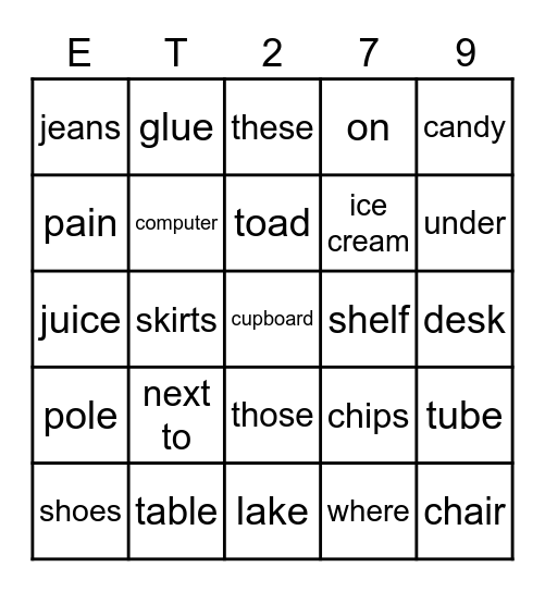 English time 2 unit 7-9 Bingo Card