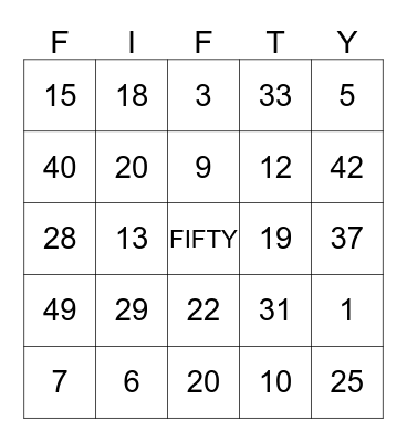 Celebrating 50 Years! Bingo Card